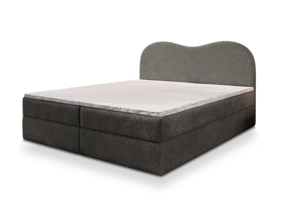 BOXBETT FLUVIA N 140x200 cm mit Matratze und Topper - Grau - Grau, Holz (140/200cm) - MASSENO