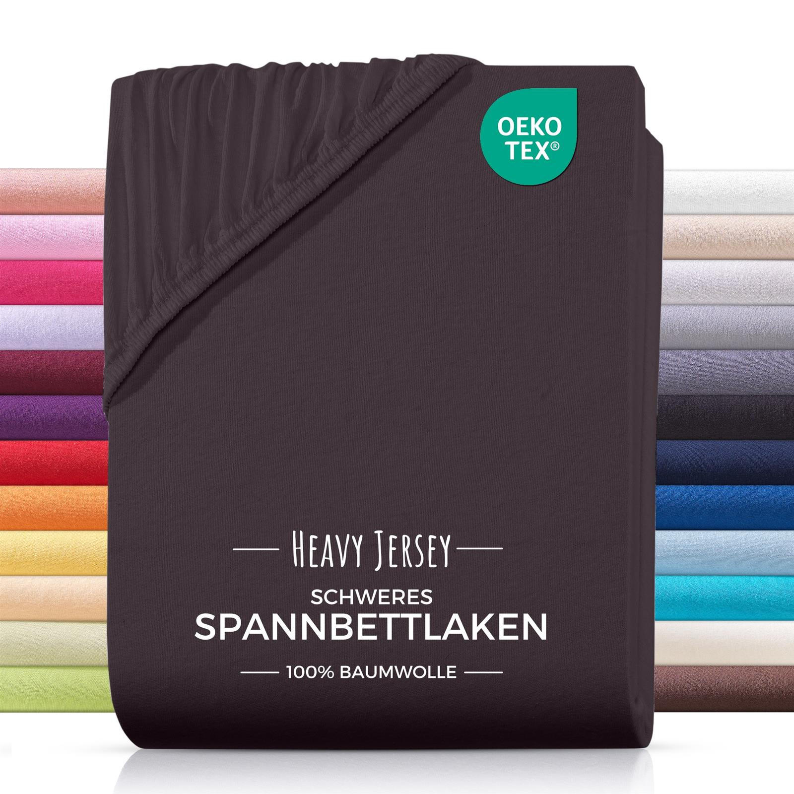 SPANNBETTLAKEN Heavy Jersey aus 100% Baumwolle, Bettlaken 100x200 Braun - Dunkelbraun, Textil (100/200cm) - Carpe Sonno