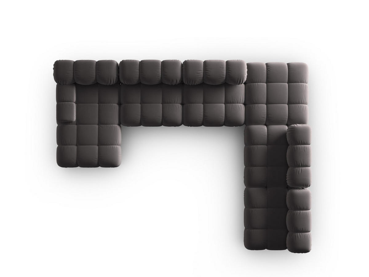 MODULARES-PANORAMASOFA rechts Bellis aus Samt dunkelgrau 7 Sitzplätze - Dunkelgrau, Textil (282/63/379cm) - Micadoni