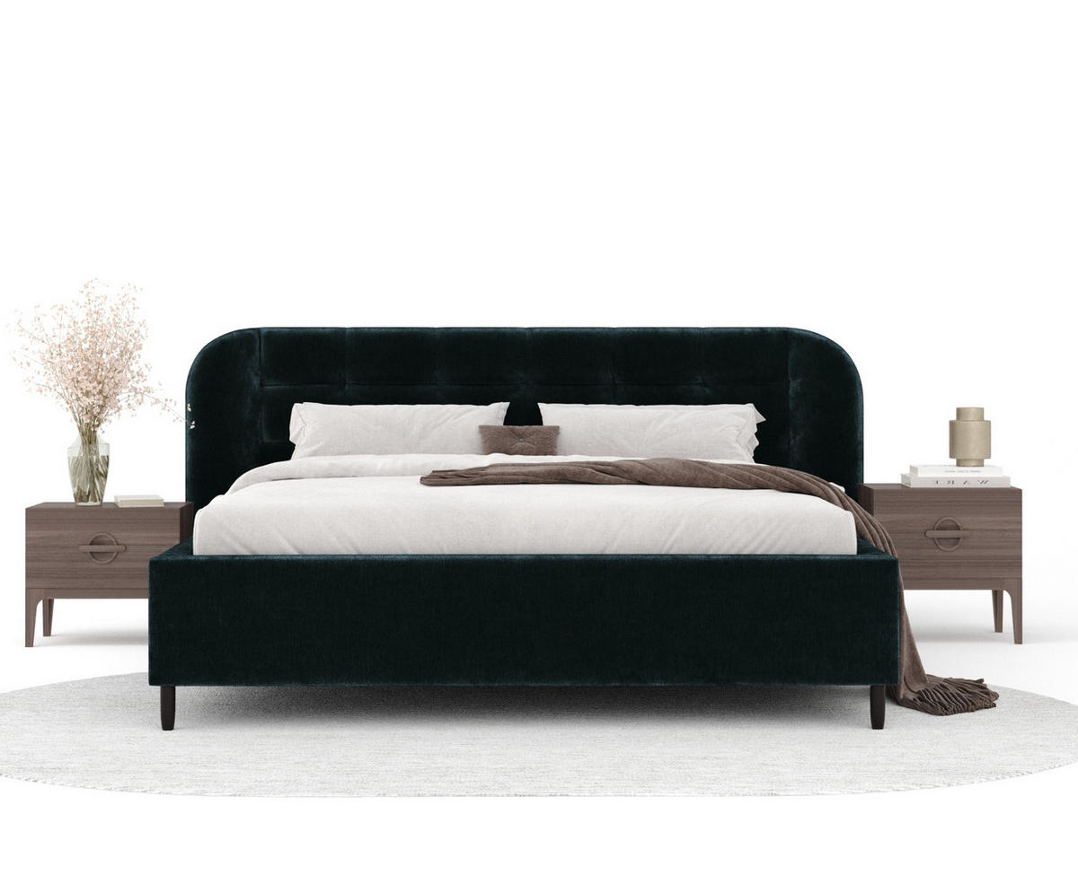 POLSTERBETT Nuno Türkisfarben 140/200 cm im Chenille-Stoff - Türkis/Schwarz, Holz/Holzwerkstoff (140/200cm) - Maison de Reve