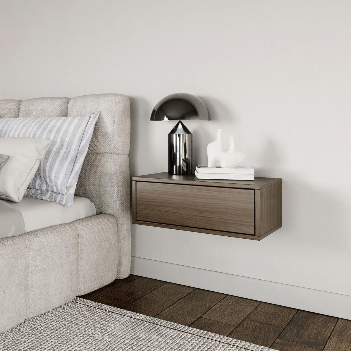 NACHTTISCH hängend Framme Walnuss Holzoptik, 50 cm - Dunkelbraun, Holzwerkstoff (50/20.8/36cm) - Selsey