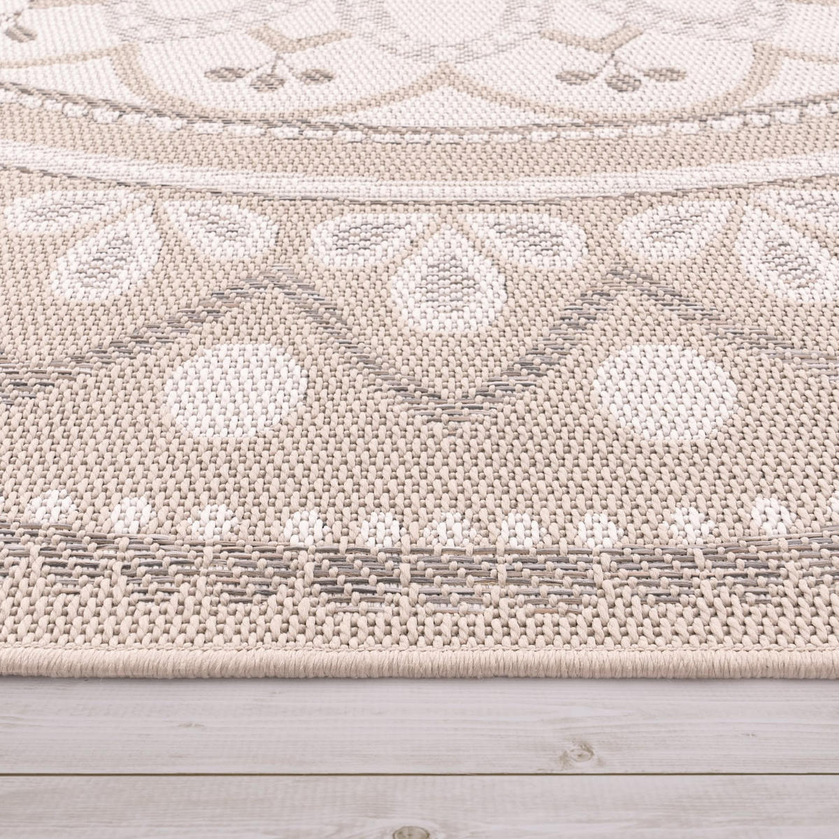 FLACHWEBTEPPICH, mit Mandala-Muster, Sand, 200 x 280 cm - Beige, Textil (200/280cm) - KADIMA DESIGN