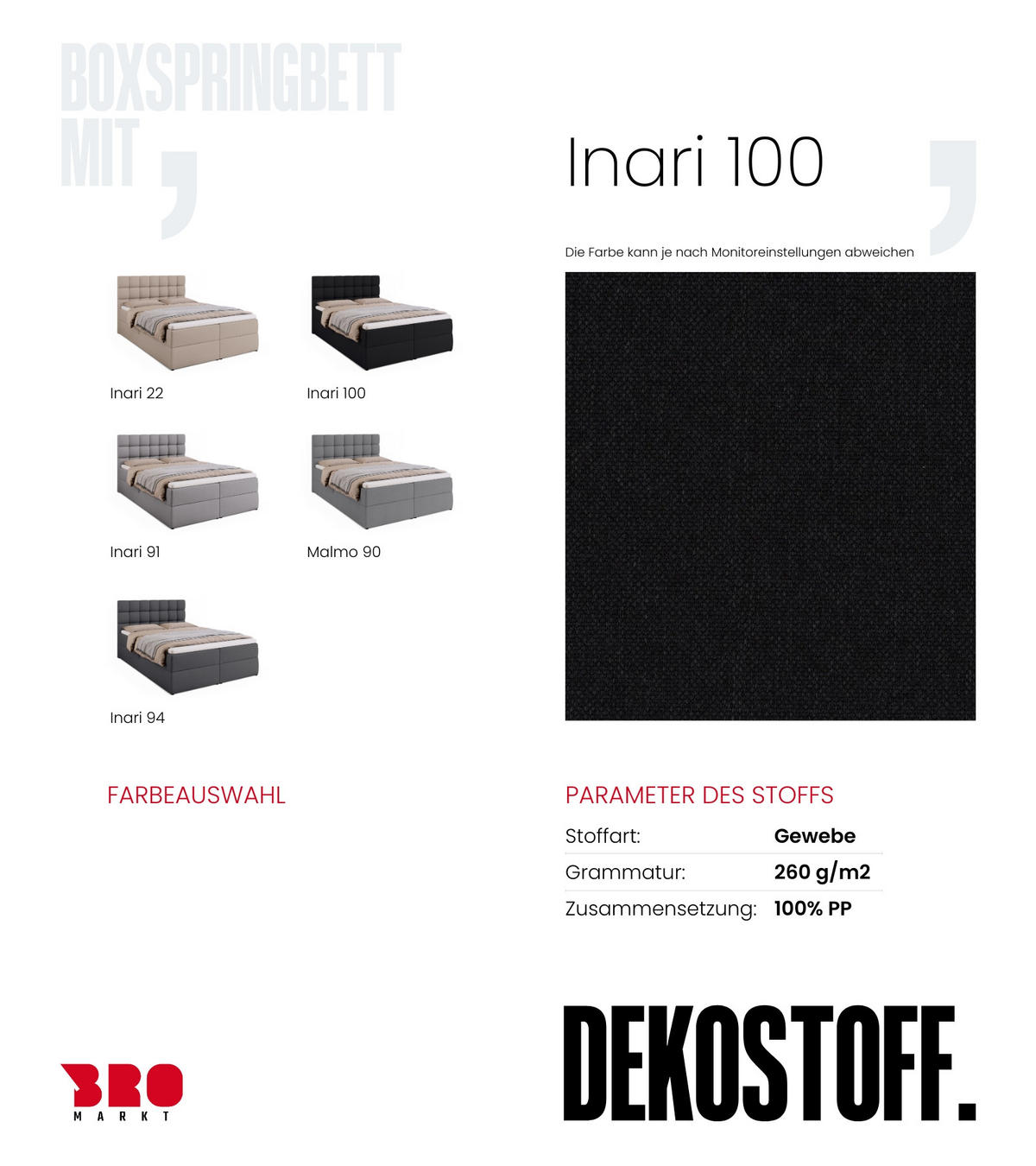 BOXBETT Dakota mit Topper 140/200 Schwarz - Schwarz, Textil (140/200cm) - Bromarkt