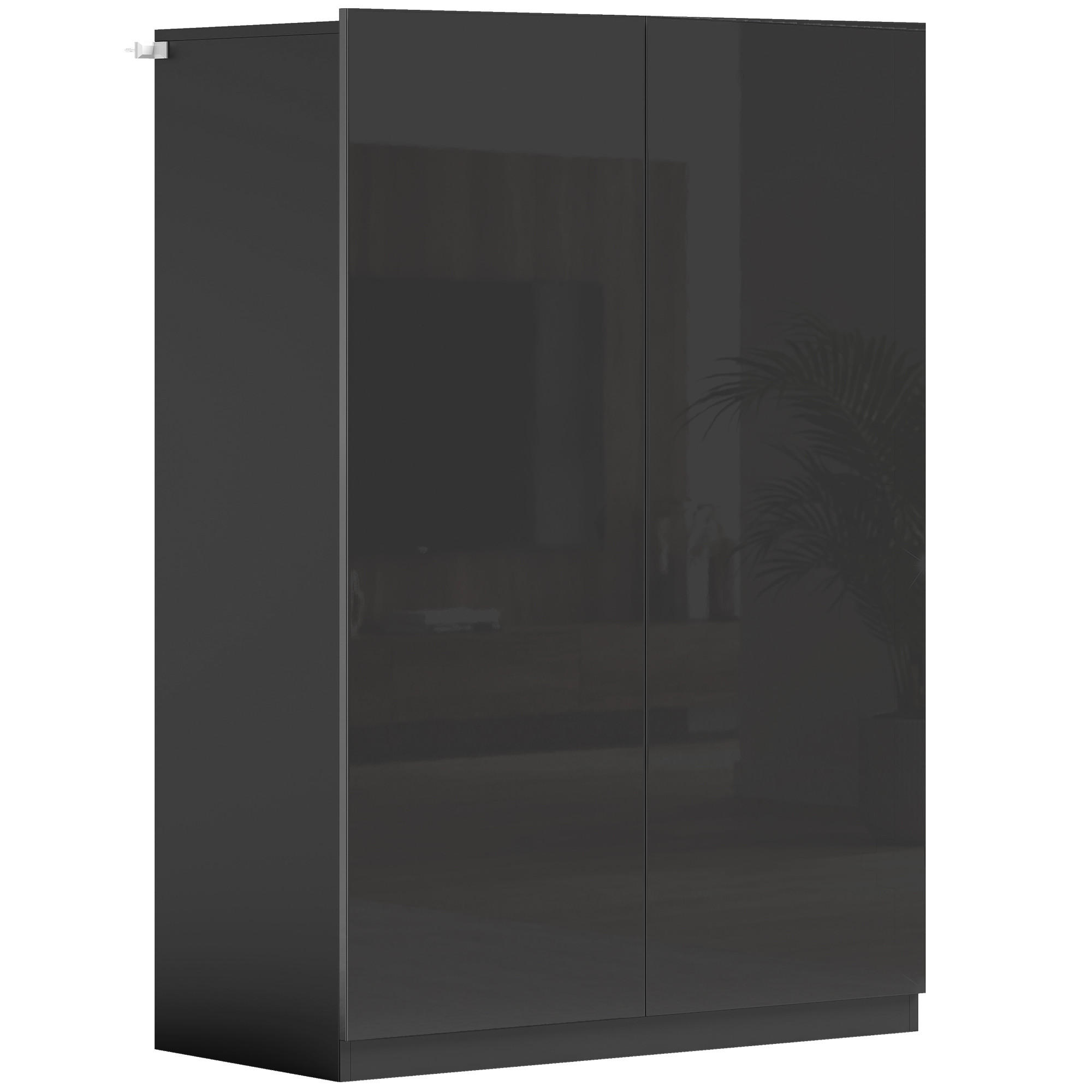 SCHUHSCHRANK Spanplatte MDF Schwarz - Schwarz Hochglanz/Schwarz, Holzwerkstoff (34/103/72cm) - HOMCOM