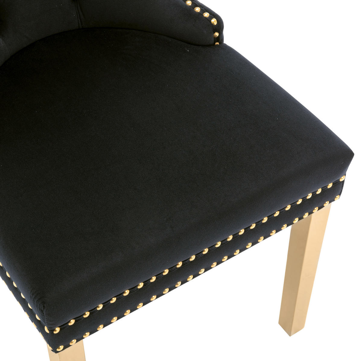 ESSZIMMERSTUHL mit Zugring ca. 50,5 x 45 x 95 cm Samt Schwarz - Schwarz, Metall (45/95/50.6cm) - Meubliv
