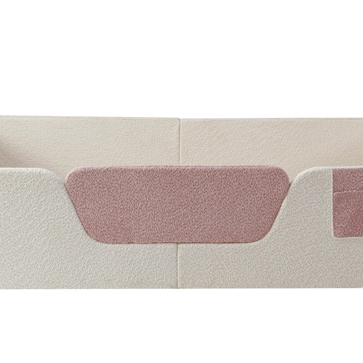 KINDERBETT 140/190 cm in Beige Samt mit abnehmbaren Seitengittern und Stofftasche - Beige, Holzwerkstoff/Textil (140/190cm) - WISHDOR