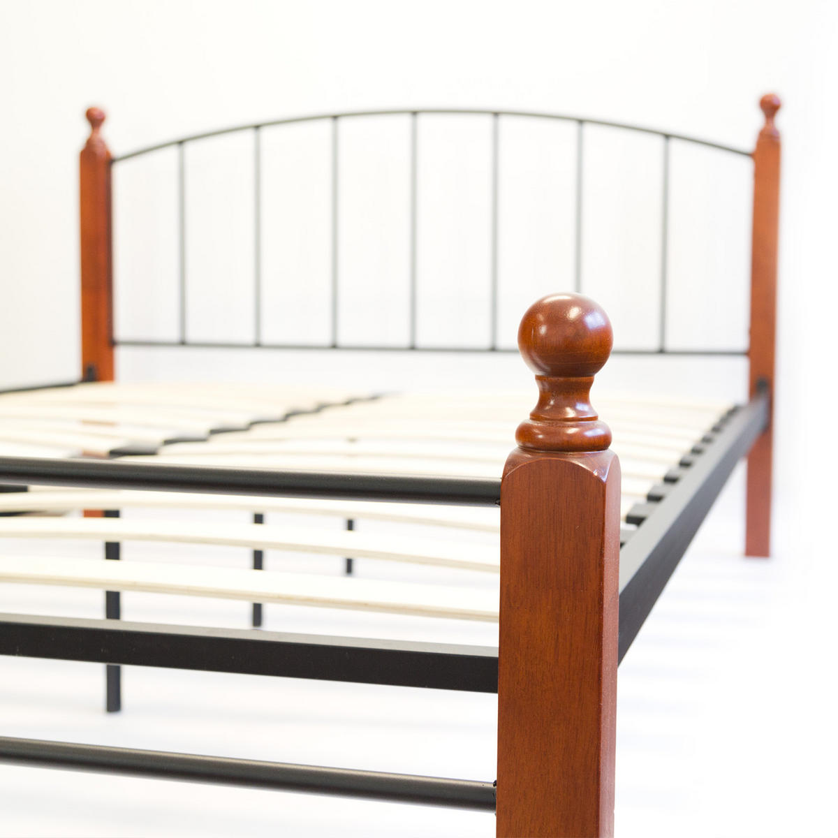 METALLBETT 140/200 cm in Schwarz mit Lattenrost - Schwarz/Braun, Metall (140/200cm) - Homestyle4u