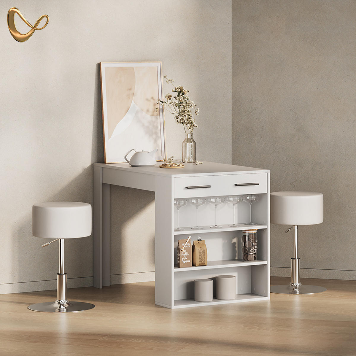 ESSTISCH Regusa Weiß 67 x 100 cm - Weiß, Holzwerkstoff (100/67/77.5cm) - Livinity®