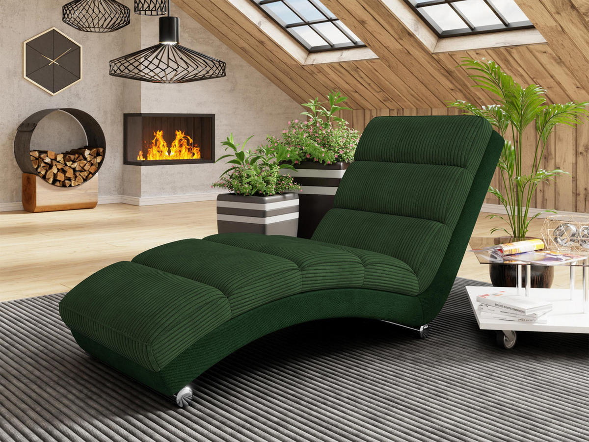SESSEL Holiday Cord - Chromfarben/Dunkelgrün, Holz/Textil (62/84/180cm) - MIRJAN24