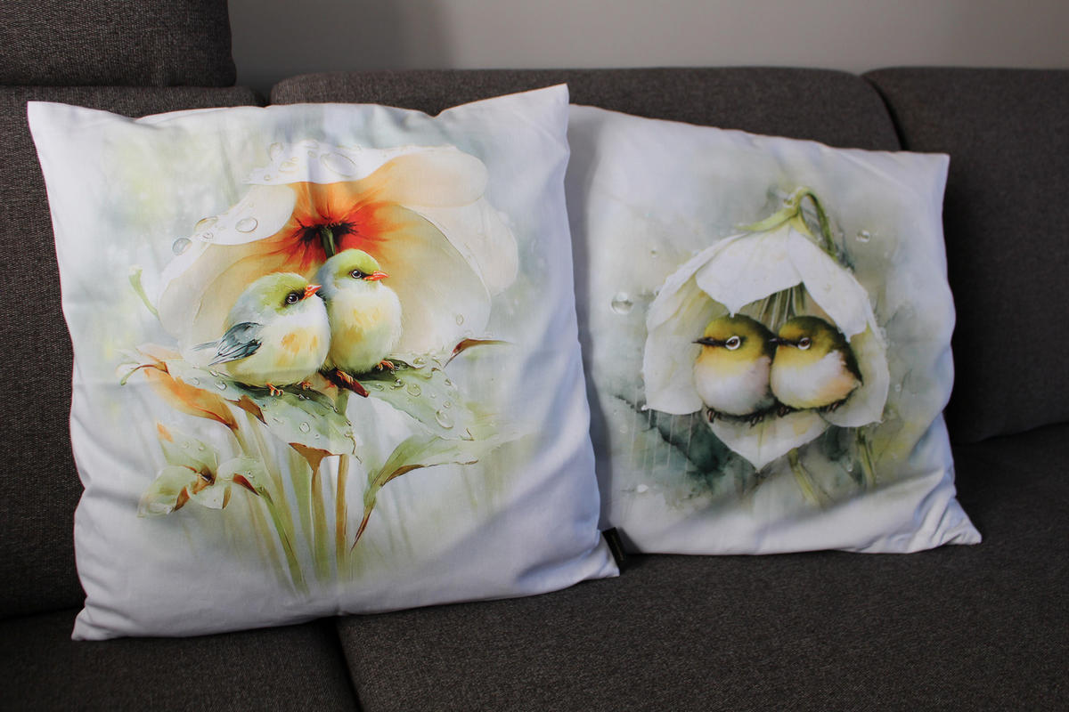 KISSENHÜLLE FRÜHLINGSFEST VÖGEL - Hellgrün, Textil (50/50cm) - Yve! decoration