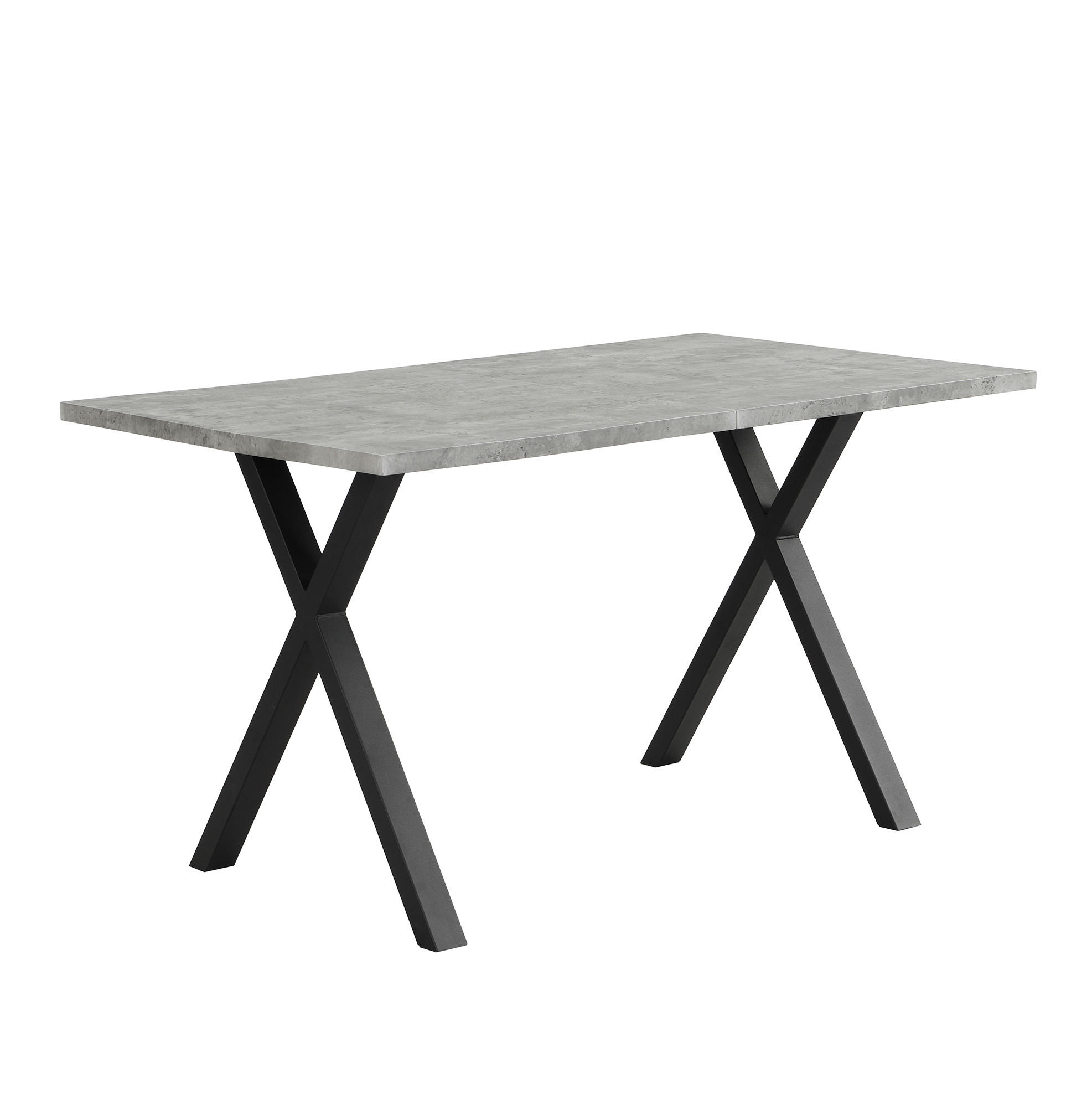 ESSTISCH 140/80/76 cm Grau Schwarz mit Kreuzgestell in Betonoptik aus MDF und Metall - Grau, Holzwerkstoff (140/80/76cm) - OKWISH