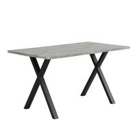 ESSTISCH 140/80/76 cm Grau Schwarz mit Kreuzgestell in Betonoptik aus MDF und Metall - Grau, Holzwerkstoff (140/80/76cm) - OKWISH