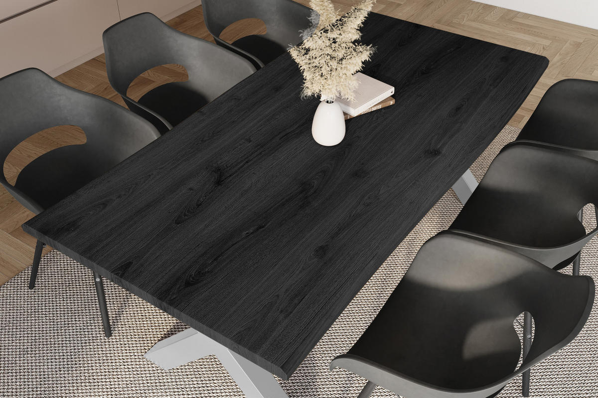 ESSTISCH JULIUS X - Dunkelgrau/Silberfarben, Holz (100/240/77cm) - SAM