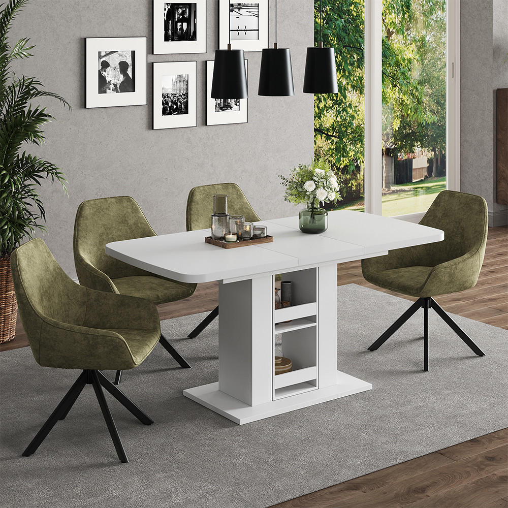 ESSTISCH Fenaro Weiß 120 x 80 cm - Weiß, Holzwerkstoff (80/120/76cm) - Vicco