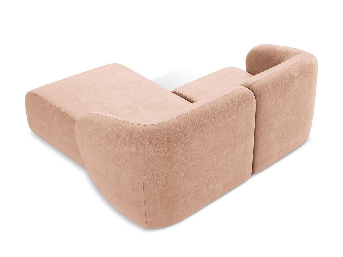 ECKSOFA Rechts Chenille Stoff Pink - Koralle/Schwarz, Holzwerkstoff/Kunststoff (178/166cm) - Makamii