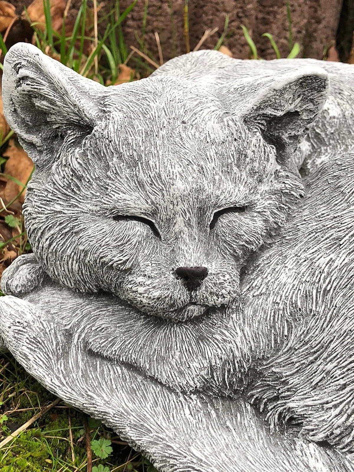 STEINFIGUR Kater Carlos schlafend Katze frostfest Gartenfigur - Grau, Stein (24/12/24cm) - stoneandstyle