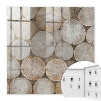 SCHLÜSSELBOX Weiß 30x30 cm – Türöffnung nach rechts - Holzkreise - Beige, Metall (30/30/5cm) - TULUP