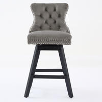 BARHOCKER 2er-Set Grau mit Samtbezug, Rückenlehne und 360° Drehfunktion - Grau, Textil (55/97.5/44.5cm) - PANGIVO