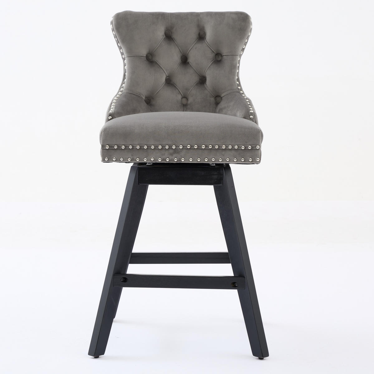 BARHOCKER 2er-Set aus Samt mit Holzbeinen, Grau - Grau, Textil (55/97.5/44.5cm)