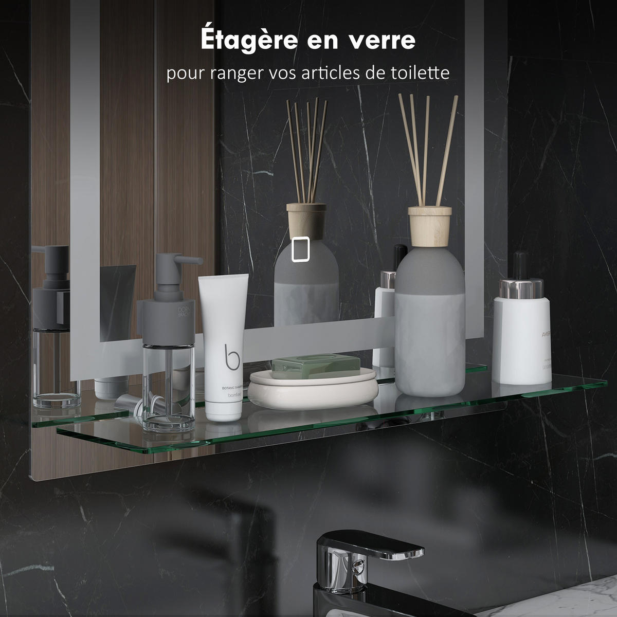 BADEZIMMERSPIEGEL DE-15149 50/12/70 cm mit Glasablage Silber - Silberfarben, Glas (12/70/50cm) - ComfortXL
