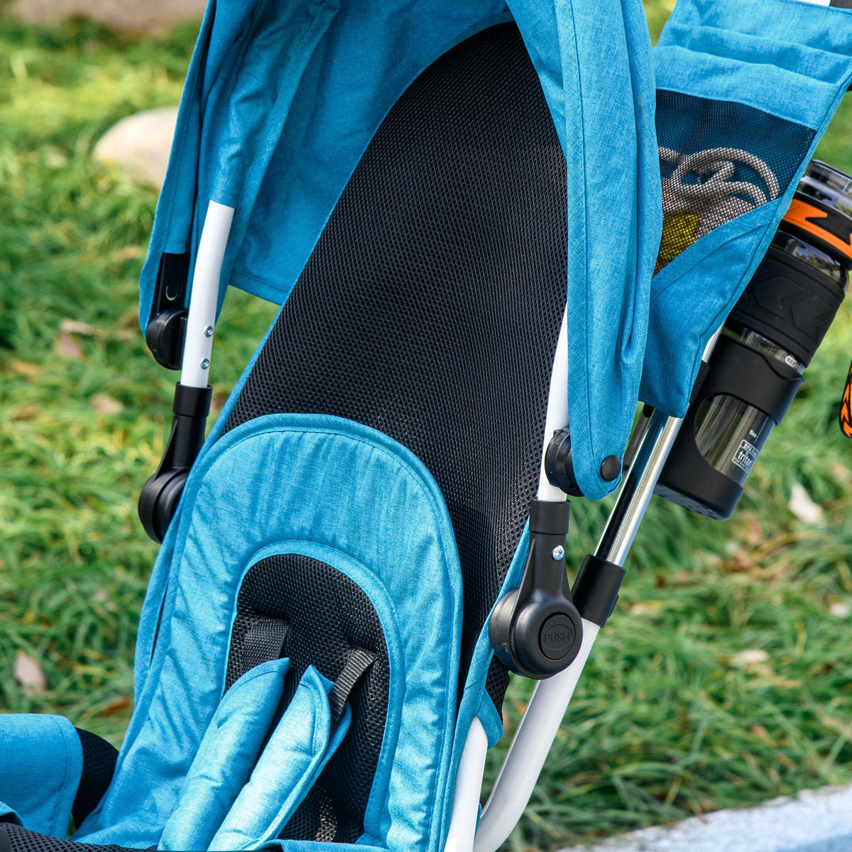 KINDER-DREIRAD DE-10480 6-in-1 mit Rückenkorb & Sonnendach Blau - Hellblau, Metall (102/49/102cm) - ComfortXL