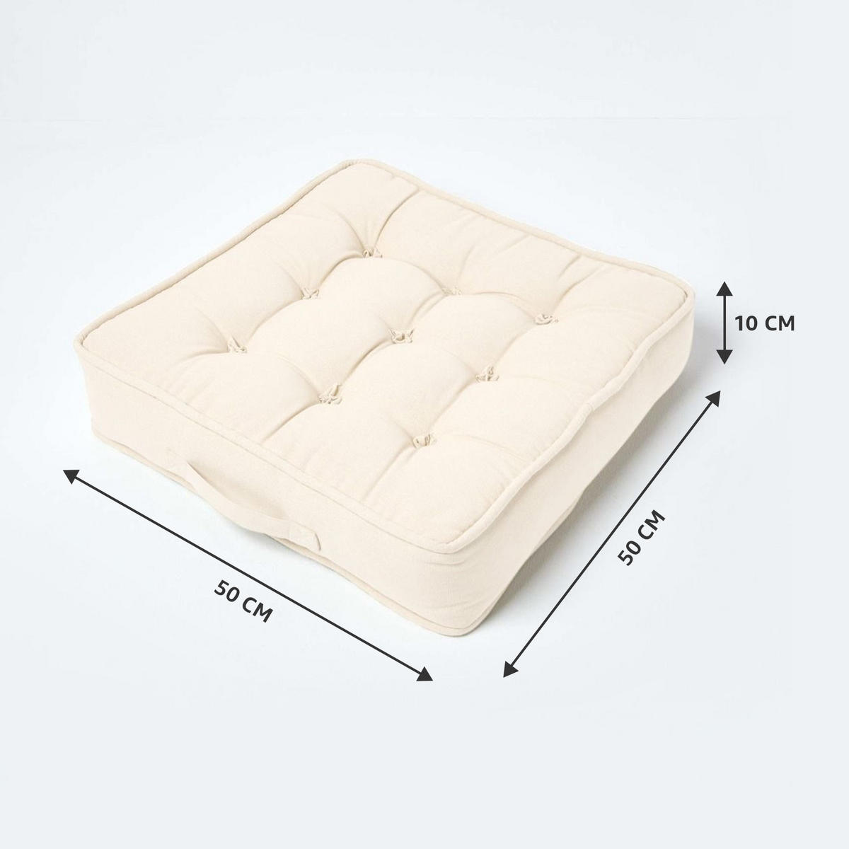 SITZKISSEN creme 50/50/10 cm – Sesselkissen, Baumwolle - Creme, Textil (50/50/10cm) - Homescapes