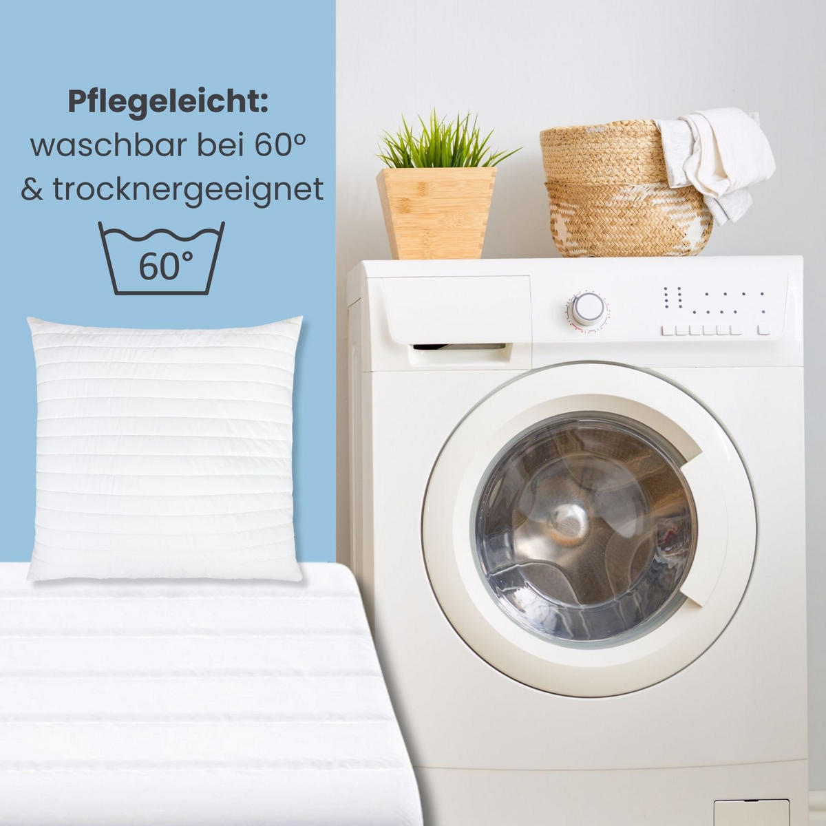 BETTENSET 2er Set Bettdecke und Kopfkissen 135/200 cm Microfaser Ganzjahresdecke - Weiß, Textil (135/200cm) - wometo