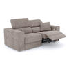 SOFA QUARTZ 3-Sitzer mit 1 Relaxfunktion, beige - Beige/Silberfarben, Holzwerkstoff/Textil (204/80/102cm) - Courtois Laville
