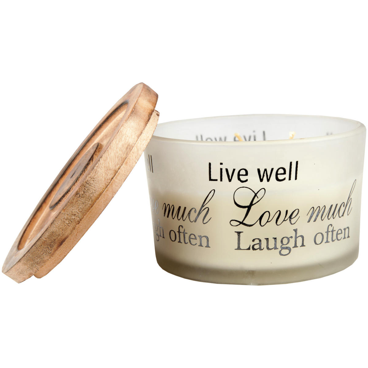 DUFTKERZE mit Sprüchen 3 Docht, Kokosnuss & Limette - Beige, Glas (13/8cm)