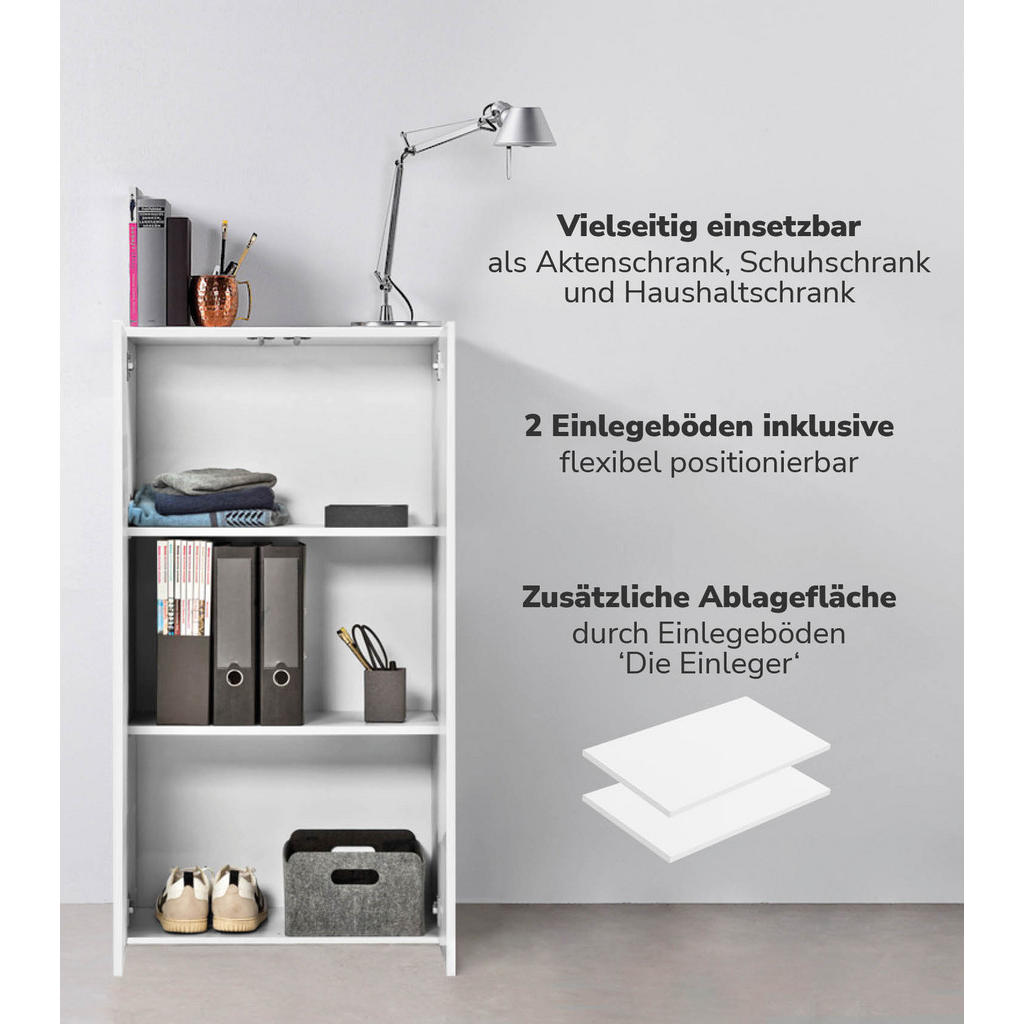 Thumbnail - Mokebo Mehrzweckschrank, Weiß, Holzwerkstoff, 2 Fächer, 60x110x34 cm, Waschküche, Mehrzweckschränke