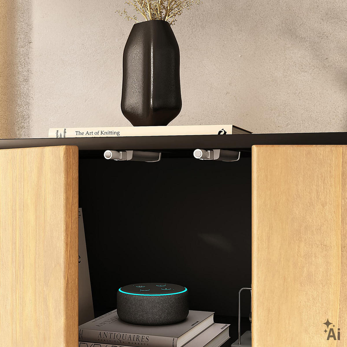 SIDEBOARD ARTO schwarz/Eiche - Eichefarben/Schwarz, Holz (137/71/41cm) - IDIMEX
