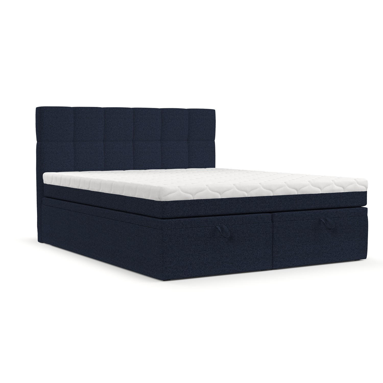 BOXBETT Elano 200/200 cm Marineblau im Riva Stoff - Schwarz/Dunkelblau, Holz/Holzwerkstoff (200/200cm) - AltaBeds