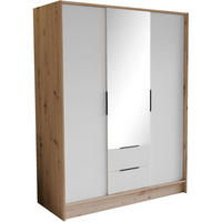 DREHTÜRENSCHRANK Niko 150/51/200 cm eiche artisan+weiß - Schwarz/Eiche Artisan, Holzwerkstoff (150/200/51cm) - Beautysofa