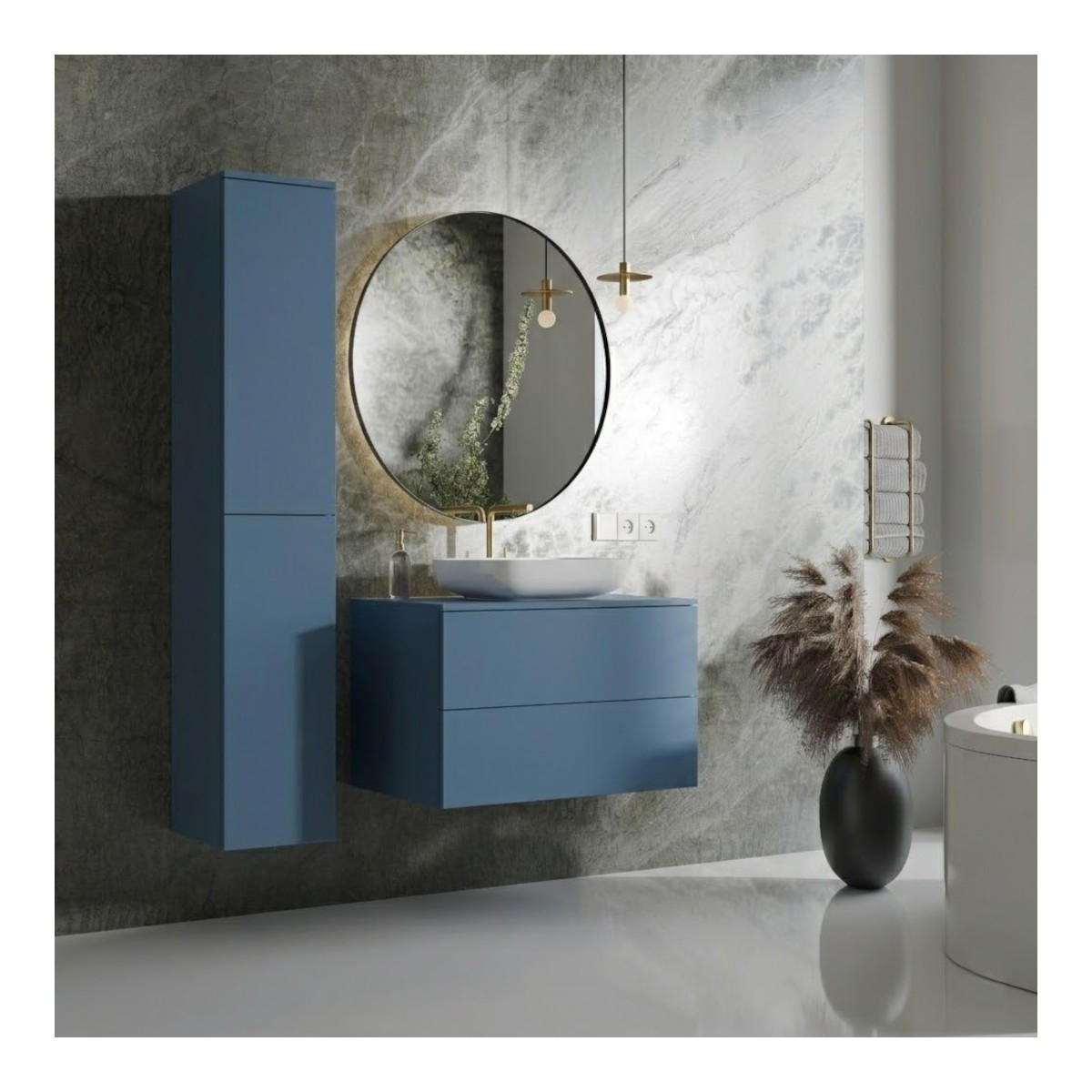 BADMÖBEL-SET Color Meeresblau 2-Teilig (2S 80 + 2D 160) - Dunkelblau, Holzwerkstoff (110/160/45cm) - mzm24