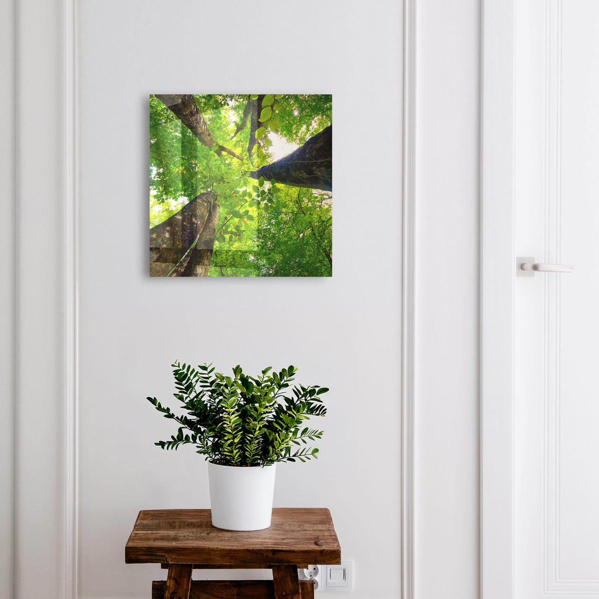 SCHLÜSSELBOX Schwarz 30x30 cm- Türöffnung nach rechts - Waldhimmel - Grün, Metall (30/30/5cm) - TULUP