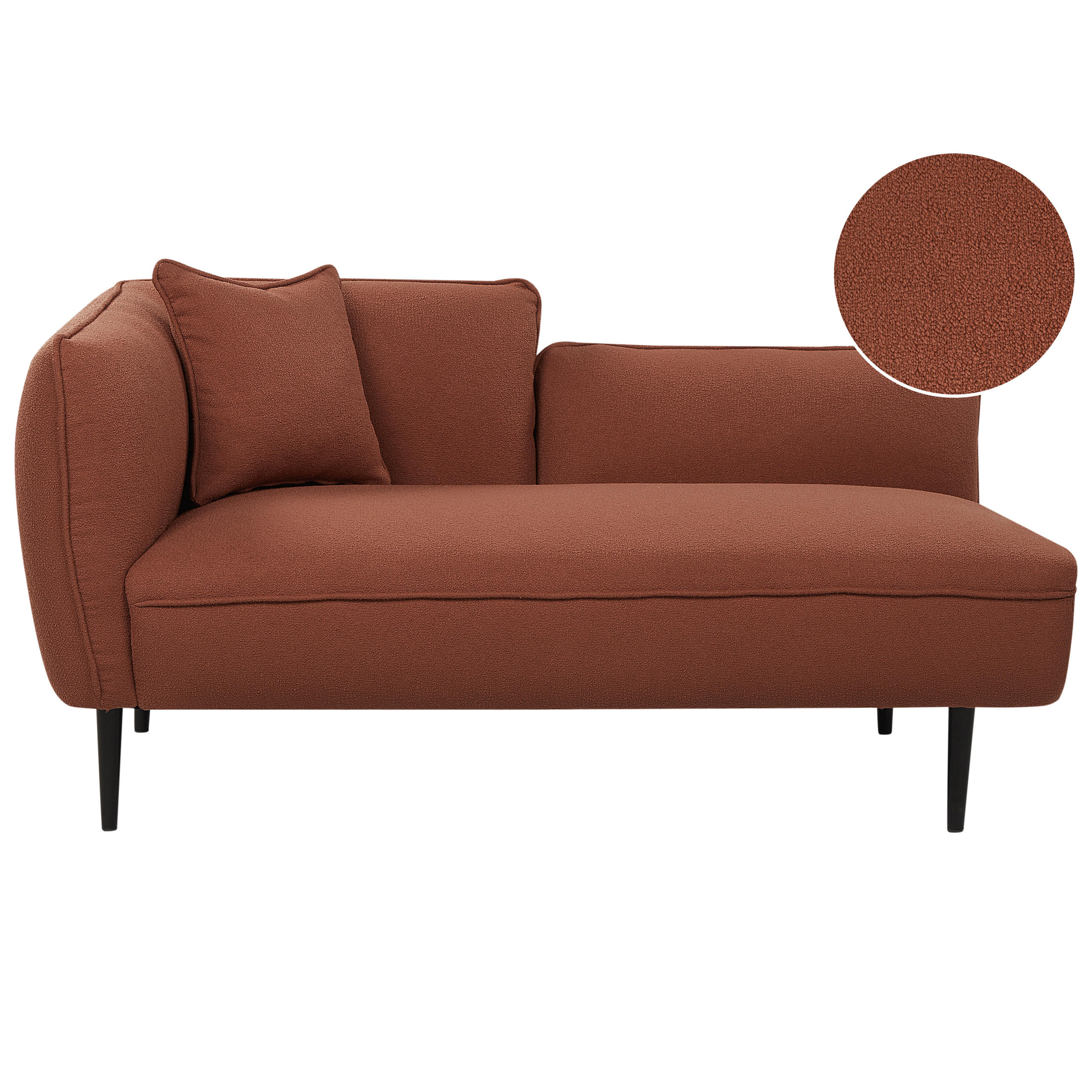 CHAISELONGUE-LINKSSEITIGE Bouclé Dunkelrot Chevannes - Rot/Schwarz, Textil (138/74/77cm) - Beliani