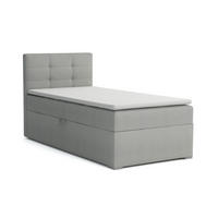BOXBETT FLO 90/200 in Velours Hellgrau links H3 - Hellgrau, Holz/Holzwerkstoff (90/200cm) - Deine Möbel 24