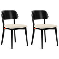 HOLZSTUHL VINIS Esszimmerstuhl, 2-er Set, Bouclé - Creme/Schwarz, Holz/Textil (47/80.5/45cm) - KONSIMO®