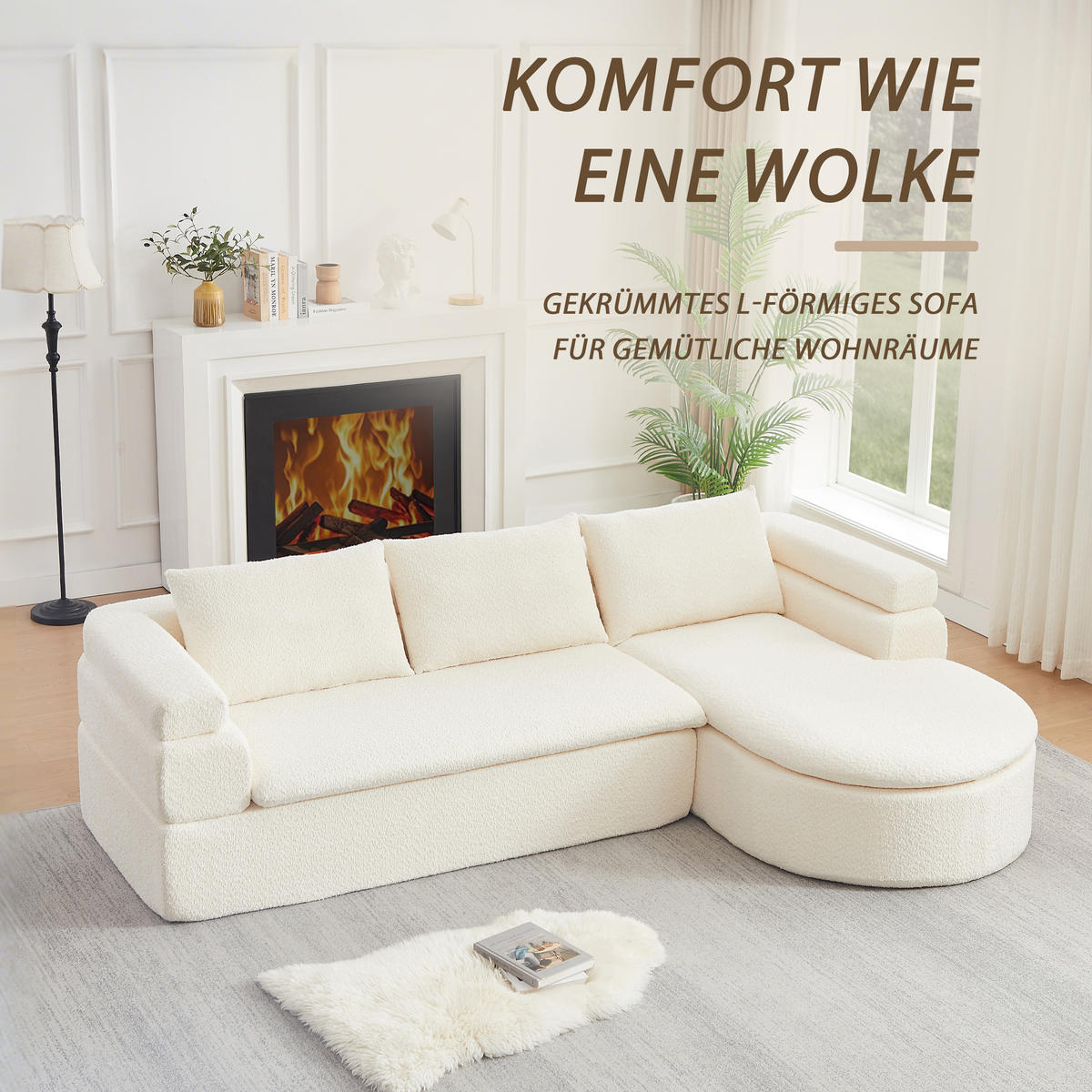 ECKSOFA 260/170/65 cm Beige Chenille mit Chaiselongue - Beige, Textil (260/170cm) - Oxeza