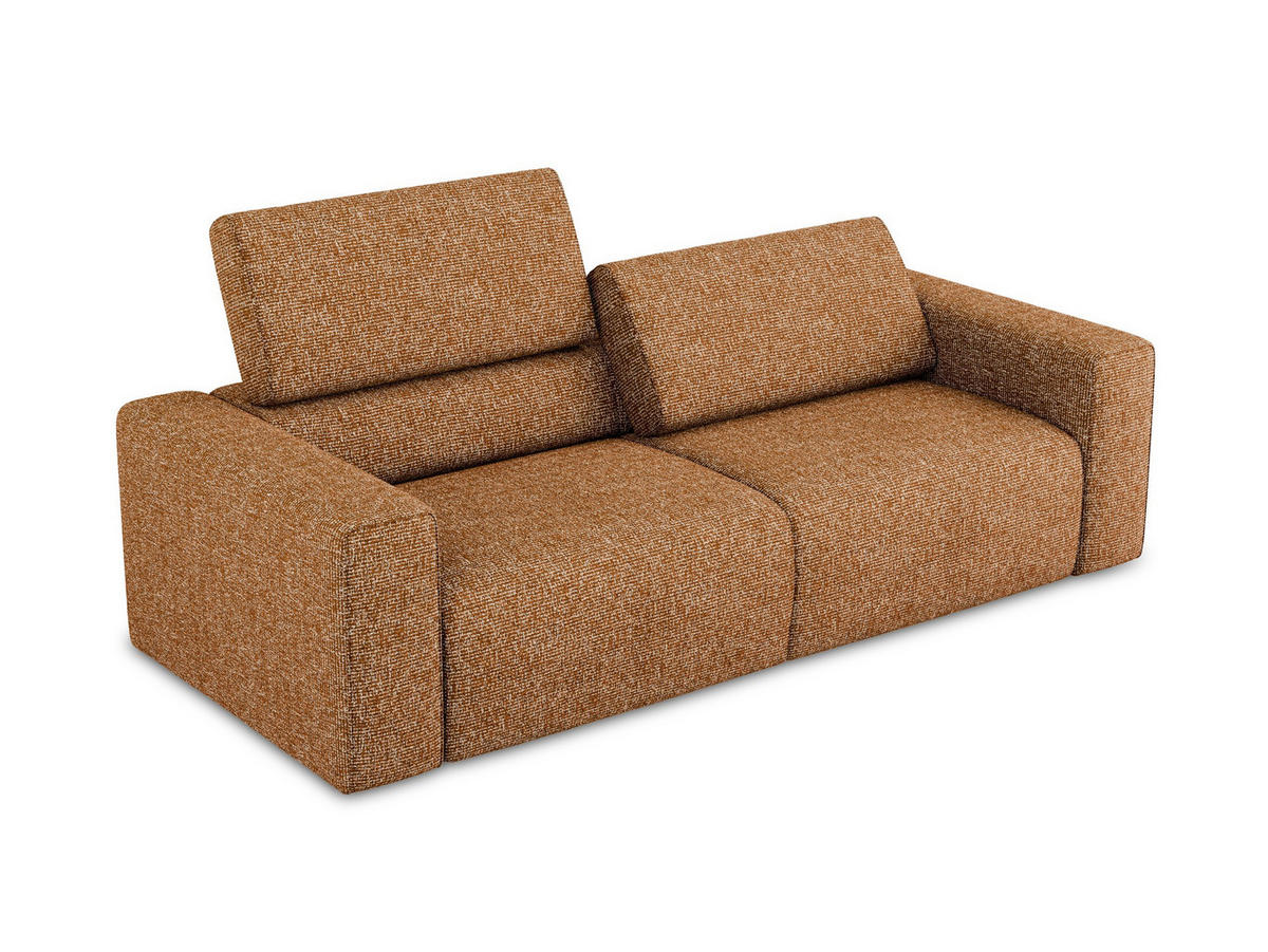 3-SITZER SOFA Strukturstoff Stoff Orange - Terra cotta/Schwarz, Kunststoff/Textil (224/80/103cm) - Makamii