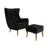 SESSEL Estjano mit Fußbank - Beige/Schwarz, Holz (80/106/95cm) - MIRJAN24