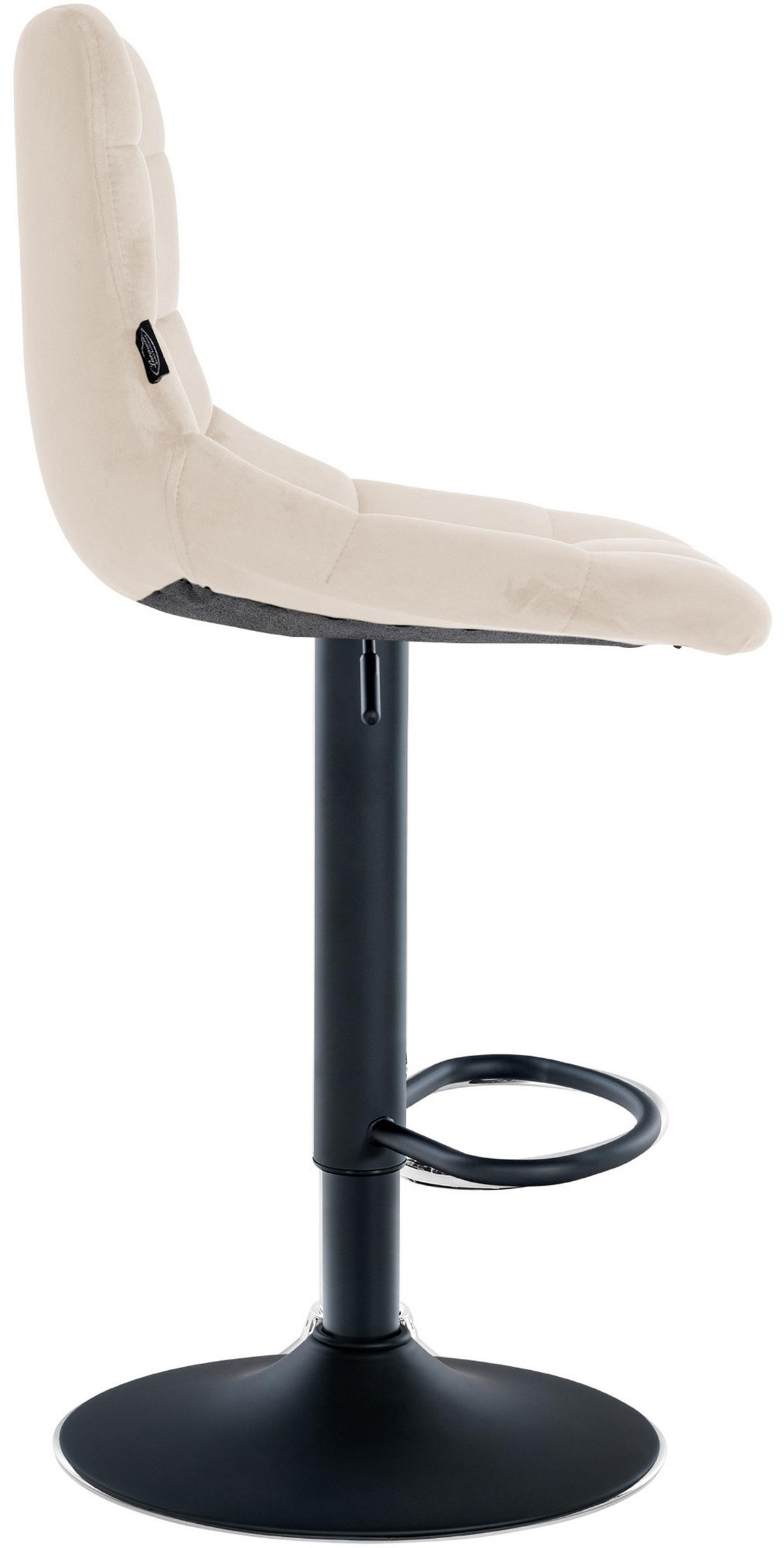 BARHOCKER James Samt schwarz creme - Creme/Schwarz, Textil/Metall (43/108.5/46.5cm) - TPFLiving