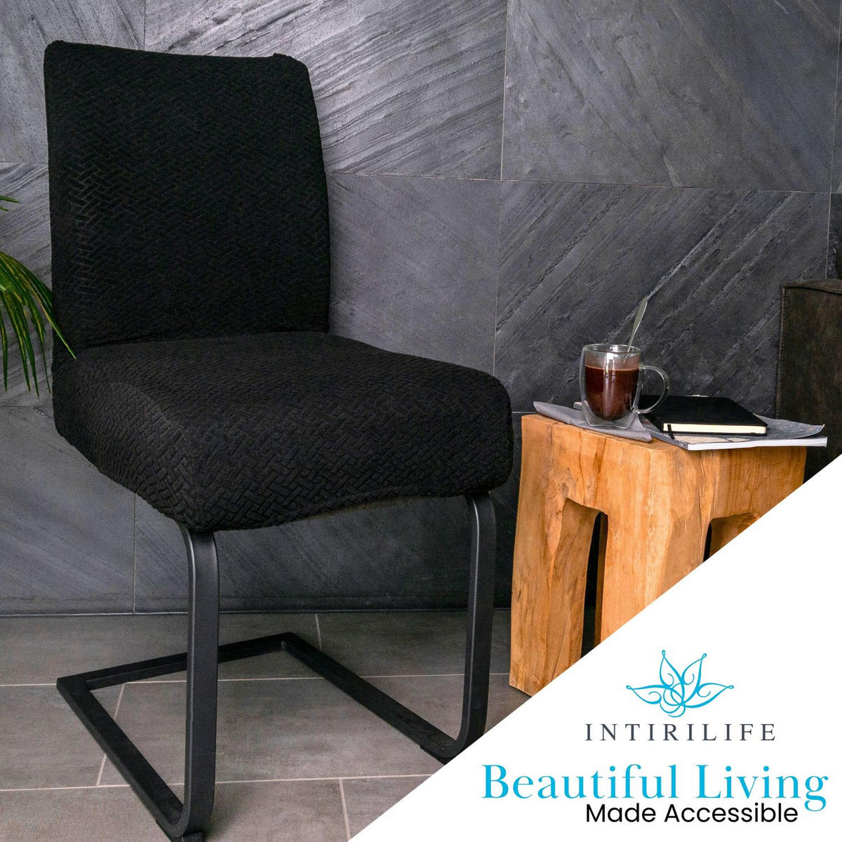 STUHLHUSSE (2-tlg. Set) - Schwarz, Kunststoff (1/38cm)