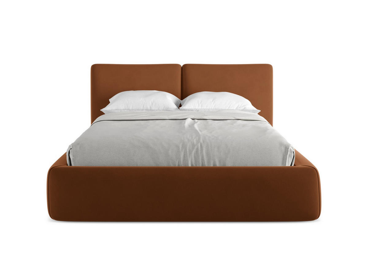 POLSTERBETT mit Bettkasten und Lattenrost 160x228 Orange - Terracotta/Schwarz, Kunststoff/Textil (140/200cm) - Makamii