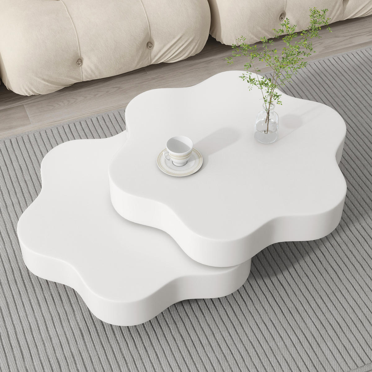 KLUBSKA miza iz MDF, 74,8/67,5/31 cm kremno bela, vrtljiva zgornja plošča - bela, leseni material (74.8/67.5/31cm) - BEAOK