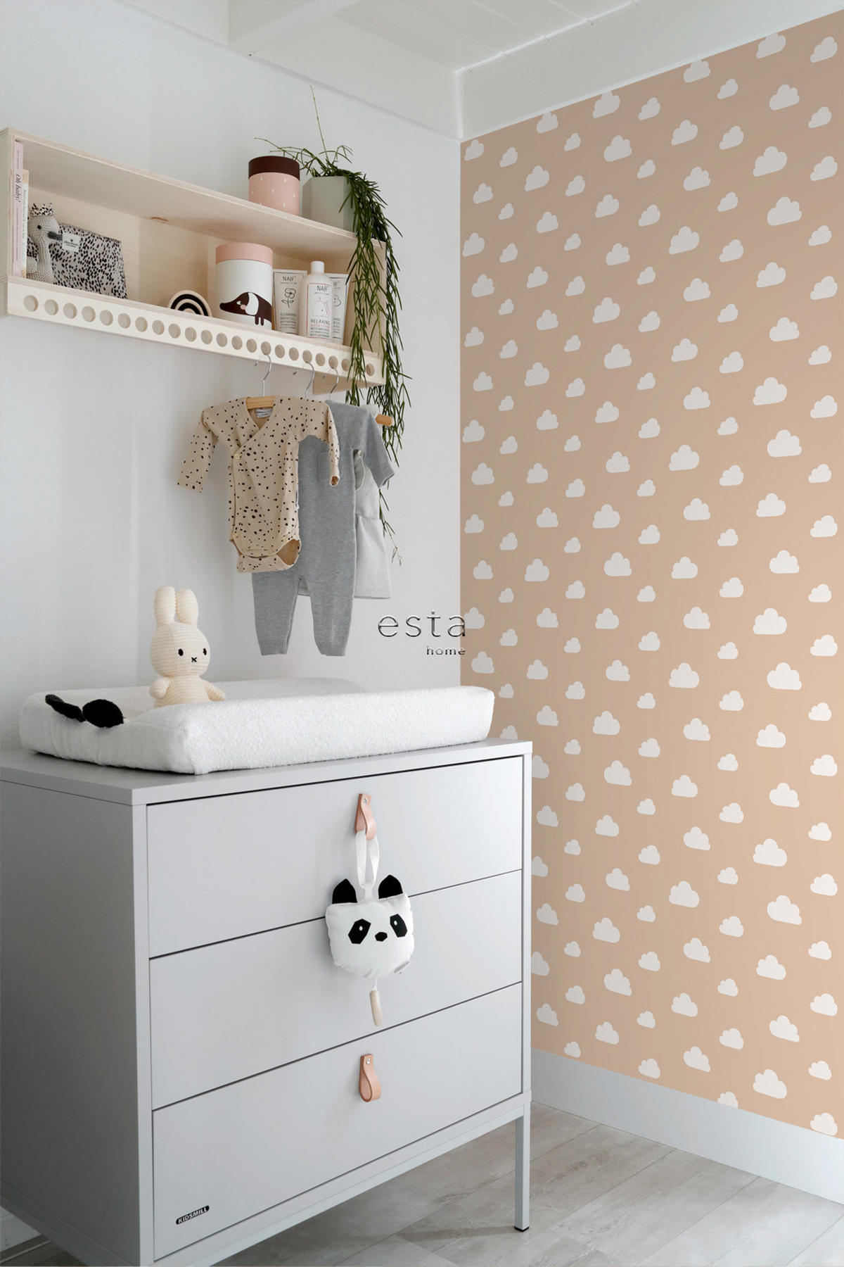 TAPETE kleine Wolken 53 cm x 10.05 m - Terracotta, Papier (53/0.1cm) - ESTAhome