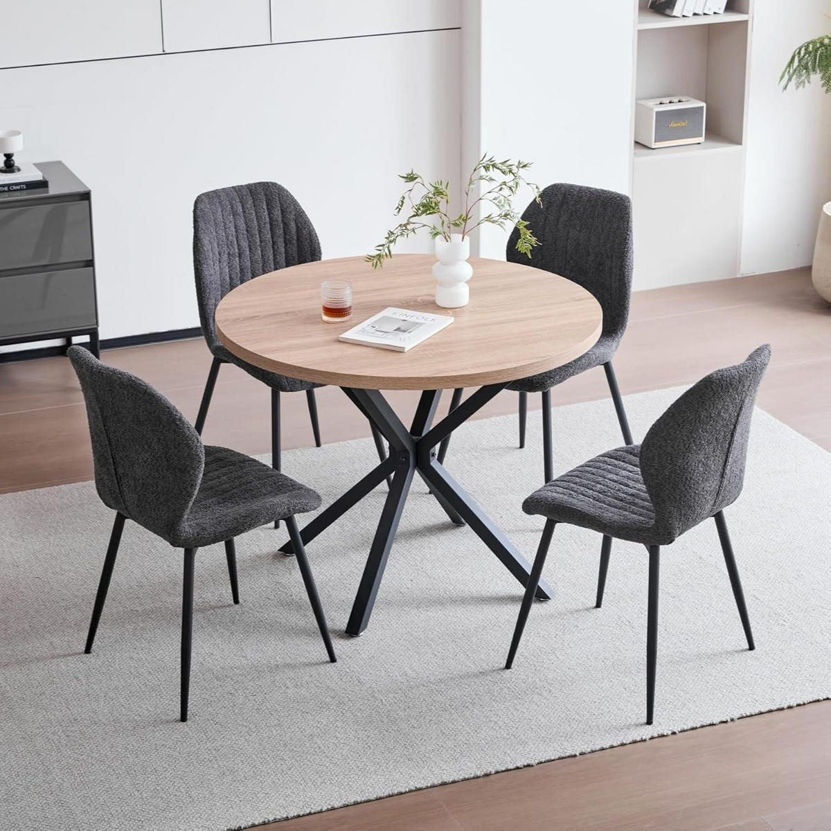 ESSZIMMERSTÜHLE 8er Set Stoff Schwarz Metallbeine - Anthrazit, Textil (43/86/47.5cm)