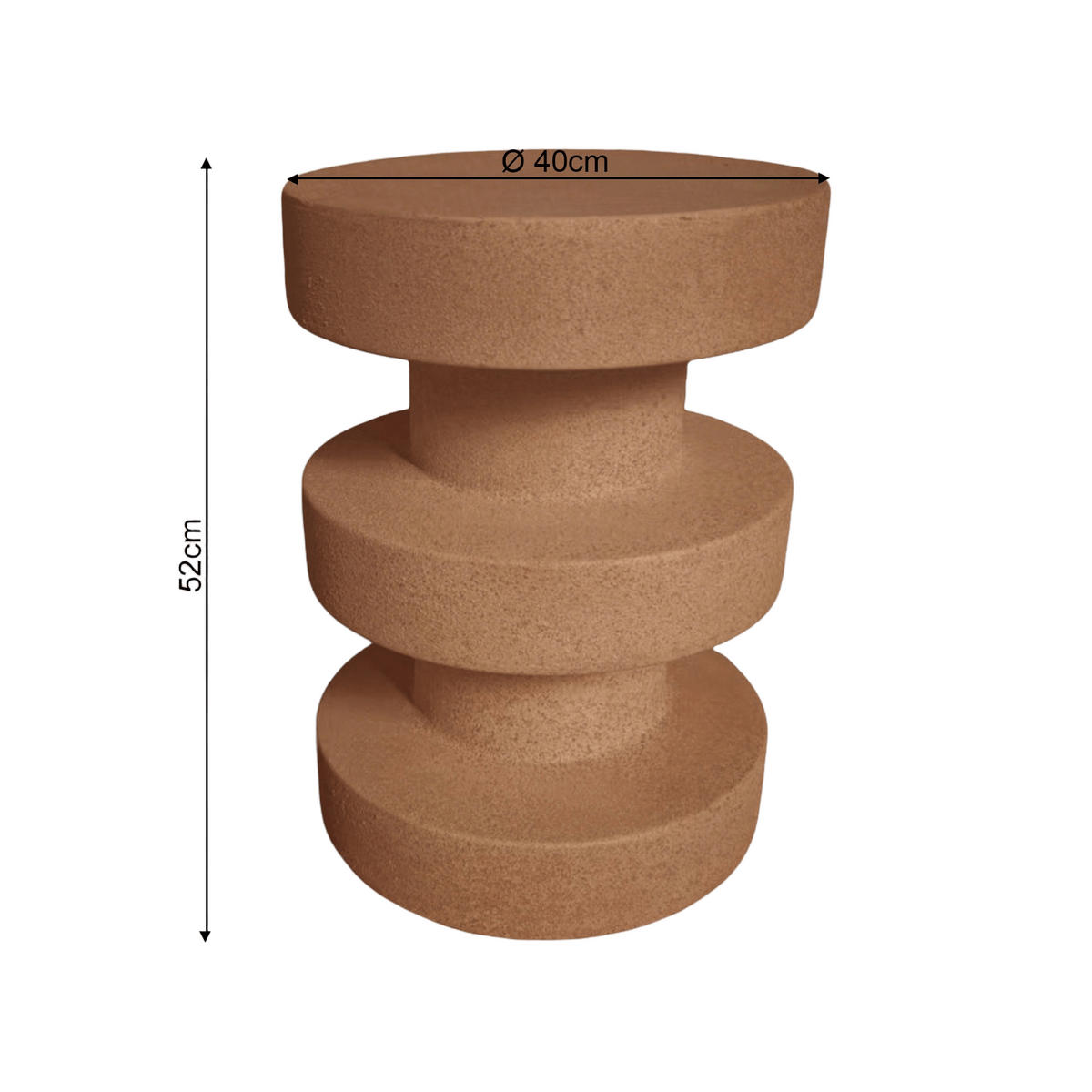 BEISTELLTISCH Braun 33/33/45 cm - Braun, Stein (33/33/45cm) - Mobili Rebecca