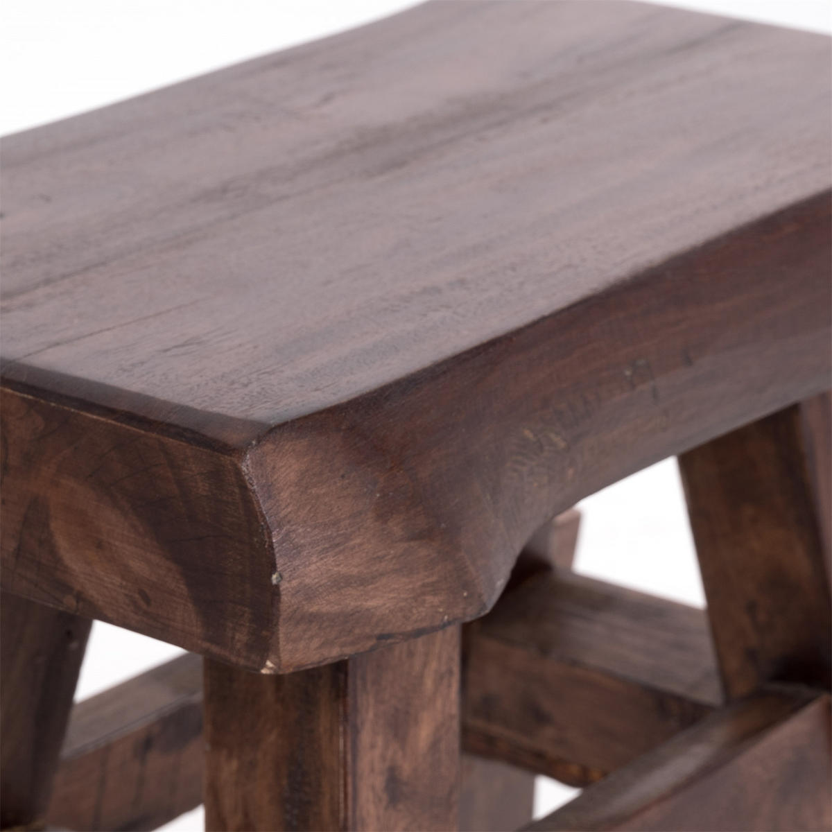 HOCKER Vintage 40 Massivholz dunkelbraun - Naturfarben, Holz (45/43/27cm) - DESIGN DELIGHTS