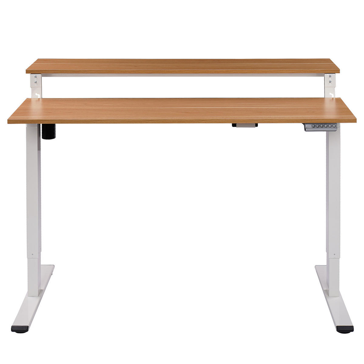 SCHREIBTISCH - Höhenverstellbar - Eiche Dekor / Weiß - Braun/Weiß, Holzwerkstoff/Metall (40/140/73cm) - home24